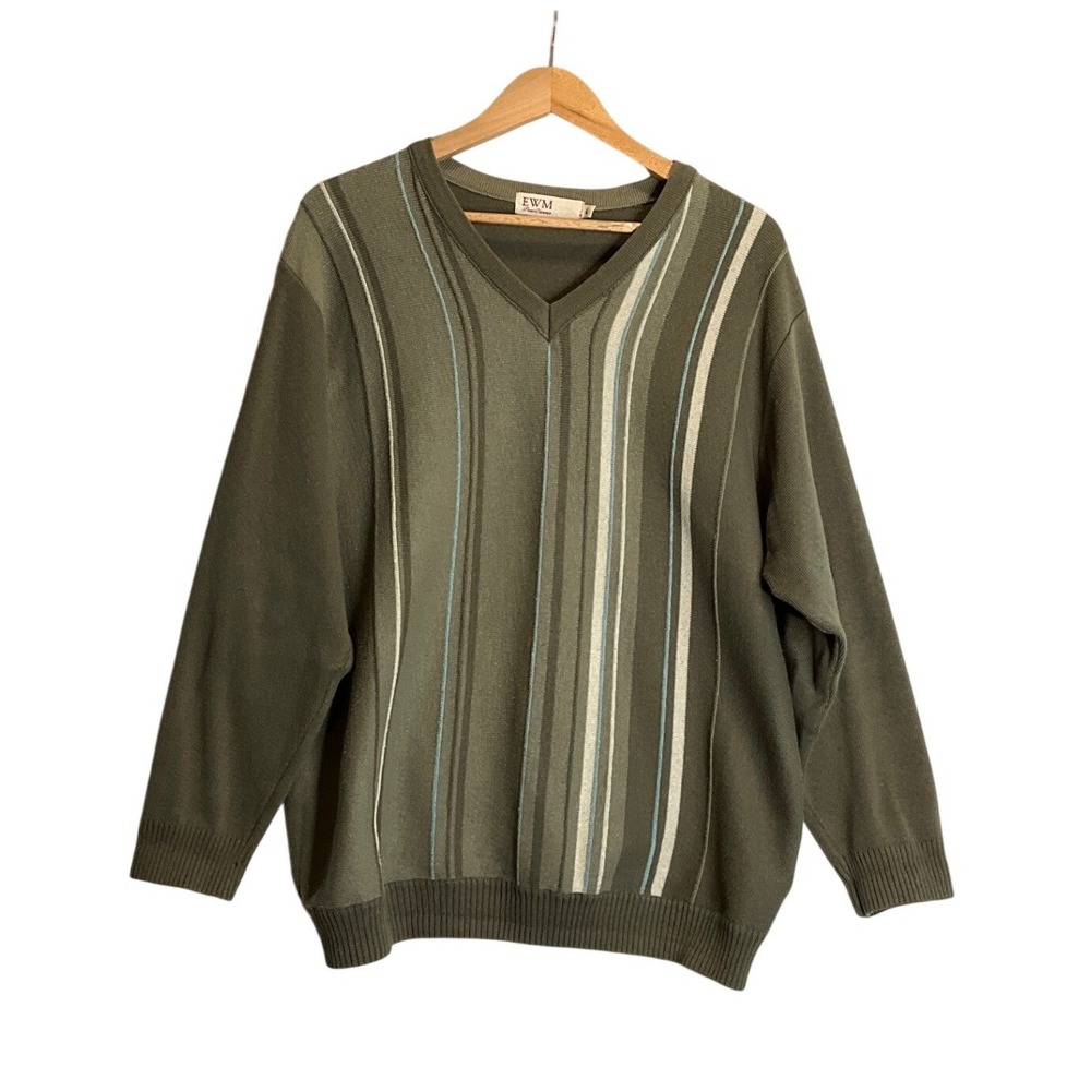 Vintage Pullover Sweater‎ Long Sleeve Chunky V-Neck Grunge 90s Grandpacore Ski L